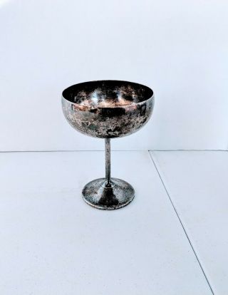 Vintage silver plate wine cup Glass Made in Spain 5 inches tall 2