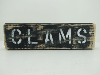 12 Inch Wood Hand Painted Clams Sign Nautical Seafood (s735)