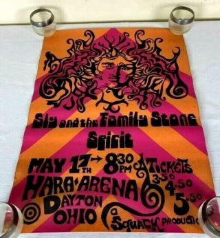 Rare Vintage Sly And The Family Stone Concert Poster Dayton Hara Arena May 1969