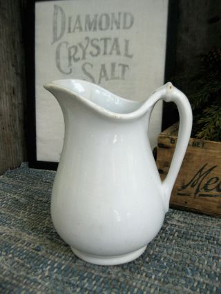 Primitive Early Antique T&r Boote Burslem White Ironstone Pitcher