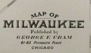 Milwaukee Wisconsin 1902 Vintage Atlas Map 14 " X22 " Old Antique Bucks Waukesha