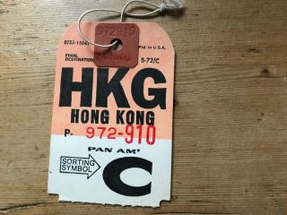 Pan Am Bag Tag To Hong Kong Kai Tak 3.  5 X 2.  5 Inches Rare