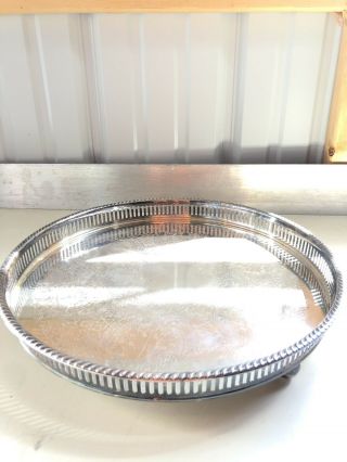 Vintage W&s Blackinton Fine Silver Plate Tray 14” Round Drink Cocktail Footed