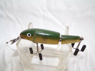 Vintage Wallsten Tackle Jointed Cisco Kid Fishing Lure 2 1/2 " Grngldwht