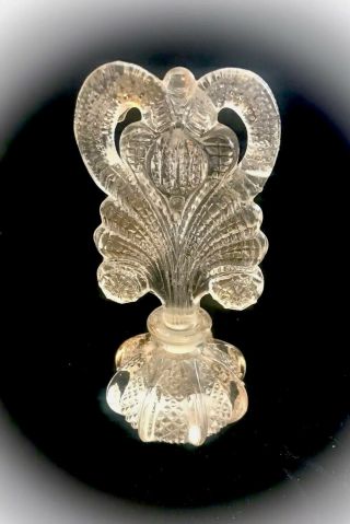 Antique Art Deco Cut Crystal Glass Perfume Bottle W/ Stopper 1920 