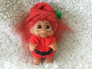 Vintage Norfin Dam Troll Sm.  Santa Elf Christmas Troll Thomasdam Red Hair Santa