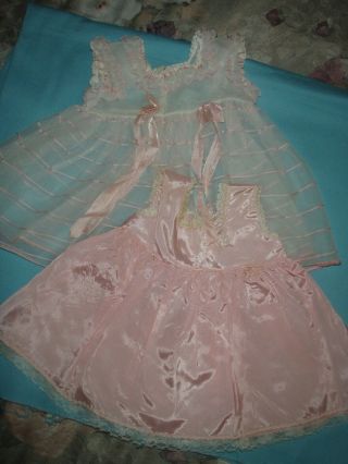 Reserved For Sher Gorgeous Vtg Doll Party Dress & Slip Pink White 30s 40s 50s