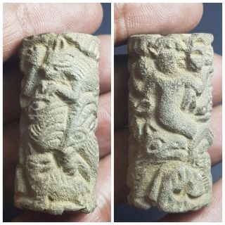 Ancient Greco Bactrian Rare Stone Zoomorphic Cylinderseal Bead