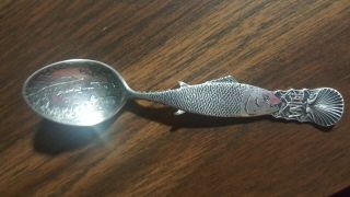 P&b Antique Souvenir Sterling Silver Spoon Catalina Island Calif Tuna Handle