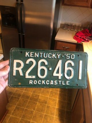 Rare 1950 Kentucky Truck License Plate Rockcastle County Ky Aluminum R 26 - 461
