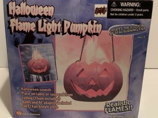 Rare 2002 Gemmy Halloween Prop Fire Flame Light Pumpkin w Sound 2