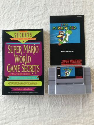 Mario World Nintendo Snes With Rare Game Secrets Book - All Near