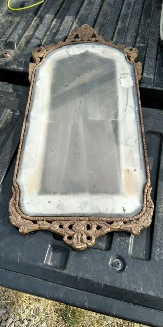 Antique Gothic Gilded Wood Mirror