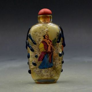 Antique Chinese Glass Internal Hand - Painted Man Snuff Bottles Y195