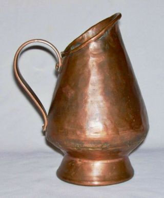 Antique Hand Made Solid 3mm Thick Hammered Copper Jug - Pitcher W/dovetailing