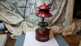 Vintage Coleman Model 200a Gas Lantern " Burgundy Base " Single Mantle Date 2/62