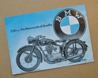 Vintage Old Rare 1948 - 1950 Bmw Motorcycle Brochure R24 Single 247cc
