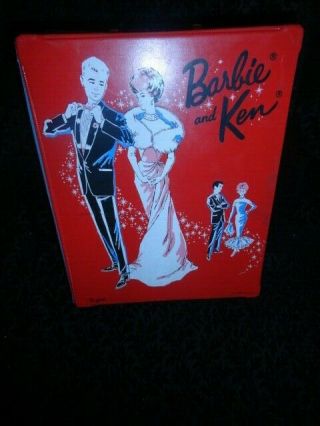Vintage Mattel Barbie And Ken Red Doll Case Trunk -