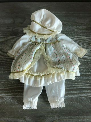 Vintage Doll Girl Cotton Floral Lace Dress Bonnet And Pants Victoria Impex Corp
