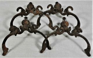 Antique Hall Tree Hooks Cast Iron Ornate Victorian Double Coat Rack Vtg