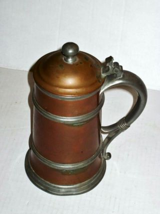 Stein / Tankard Manning Bowman and Co.  Antique Copper Pewter Beach haven 1904 3