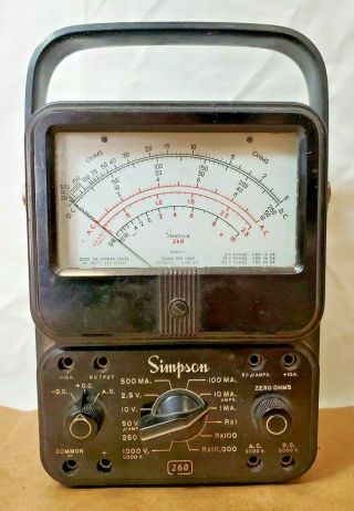 Vintage SIMPSON Model 260 METER Tube Tester Volt Ohm Multimeter Analog 2
