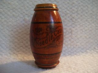 Antique Vintage Asbro Wooden Needle Case Holder Germany Dark Brown Wood Patina