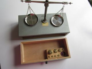 Vintage Collectible Balance Scale Made In West Germany W Drawer Weight Set,  Troy