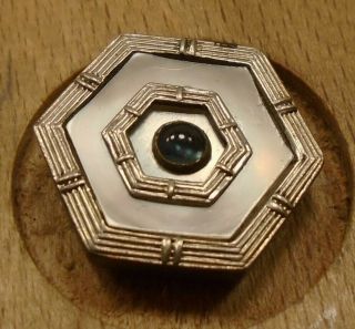 Wow 11/16 " Gem Center Pearl And Gold Bkm Pearl Antique Button 6:29