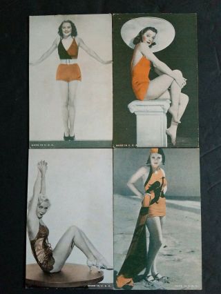 Exhibit Supply Early 1930s Charming Bathers Pinup Arcade 4cards Rare Lot2