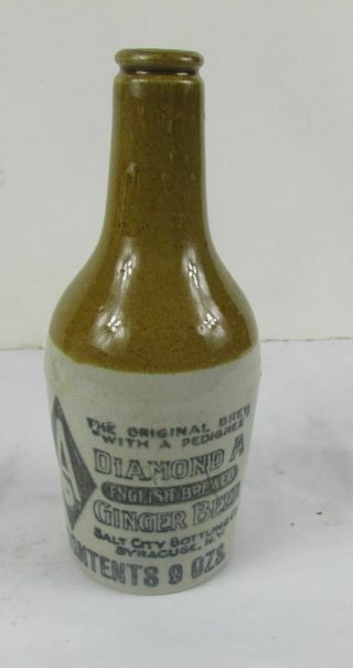 Rare Diamond A Stoneware Ginger Beer Bottle Syracuse Ny Antique