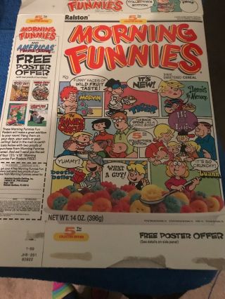 1988 Vintage Ralston " Morning Funnies " (5th Collector Edition) Cereal Box,  Rare