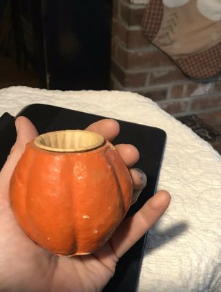 Vintage Antique halloween jack o lantern nut cup paper mache pumpkin With Insert 3