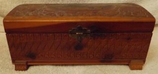 Vintage Woodware - - Antique Wood Jewelry Box - - 10 1/2 " Wide - - - Great Patina