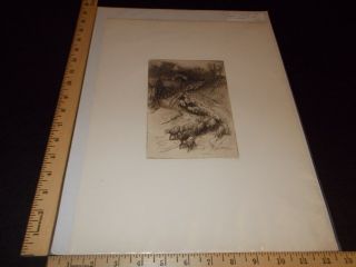 Rare Antique Orig Vtg 1884 Driving Sheep F A S Monks Drawn & Etched Art Print