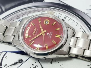 Rare Vintage Felca Day Date Red Dial Automatic Gents.