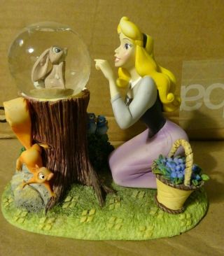 Rare Disney Princess Sleeping Beauty Mini Snow Globe Aurora & Forest Friends