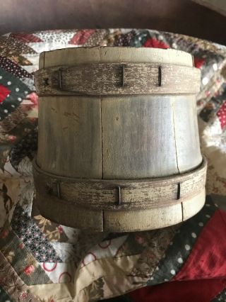 Top Of Stack Tiny Firkin.  Beige Creamy Paint.  No Lid Or Handle Country Needful
