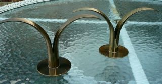 Vintage Danish Mid Century Modern Brass Candle Holders Belli Malmo Sweden Lily