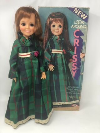 Vintage 1972 Ideal Look Around Crissy Doll Green Dress Box