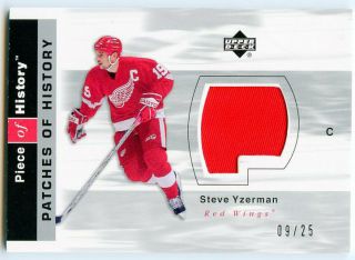 Steve Yzerman 2002 - 03 Ud Piece Of History Patches Of History /25 Rare Kccs11