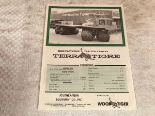 Rare 1960s Wood Tiger High Flotation Truck Dealer Sales Brochure Ad