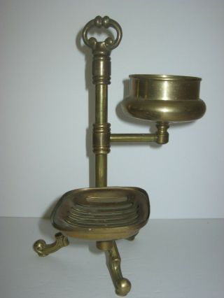 Antique Brass Soap Dish And Cup Holder 1900 