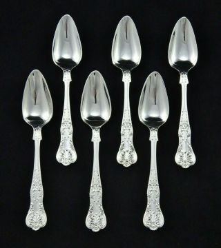 6 Heavy Vintage Silver Plated Kings Queens Pattern Pointed Tea Egg Spoons 5.  5 "