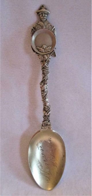 Antique Sterling Silver Gold Panning Souvenir Spoon For Nenana Alaska