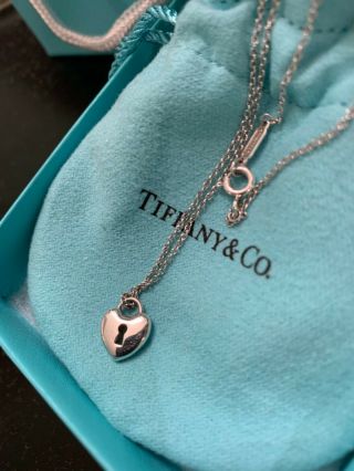 Limited Tiffany & Co Sterling Silver Large Heart Keyhole 18 " Thick Necklace Rare