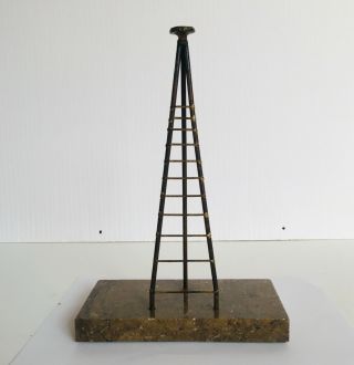 Vintage Mid Century Bronze Ladder Brutalist Sculpture Marble Base 9.  78 "