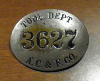 Vintage American Car And Foundry Railroad Employee Id Badge Ww1 Ww2 Rare
