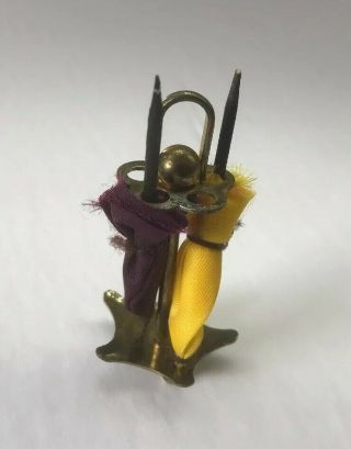 Vintage Dollhouse Miniatures Furniture Metal “brass” Umbrella Stand 1:12