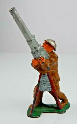 Antique Vintage Barclay Manoil Lead Army Soldier Toy,  Gun Mount Airplane Shooter